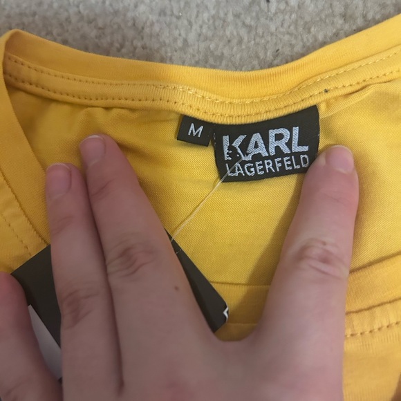Karl Lagerfeld Yellow Graphic Ikonik Karl T-Shirt tee Shirt - Picture 3 of 5